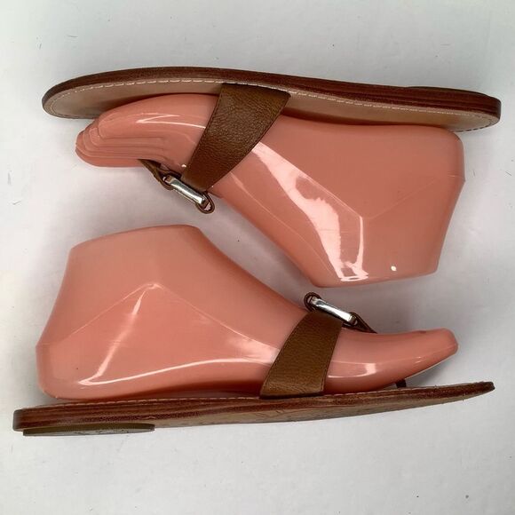 Brighton Ocean Slip On Thong Brown Leather Women’s Flat Flip Flop Sz 7M - Picture 4 of 9